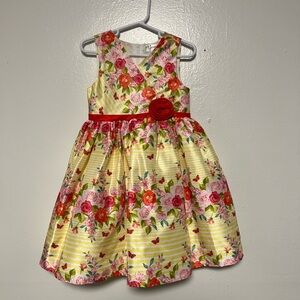 Nanette Girl Floral Dress Size 4 Yellow Red Sleeveless